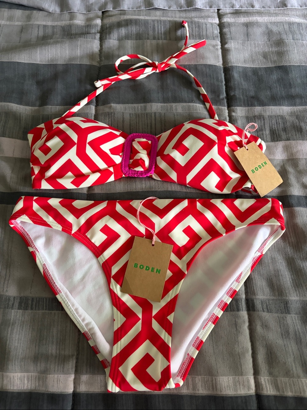 Boden Geometric Bikini in Bright Red size Small